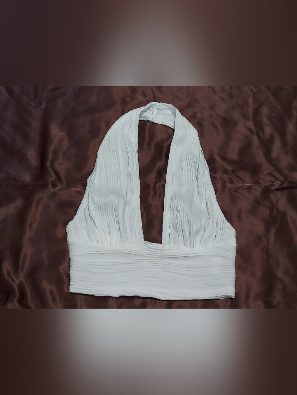 SHEIN White Plunging Halter Ribbed Crop Top
